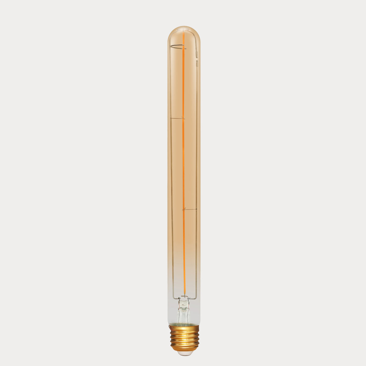 Dulora 4W Vintage Tubular Long LED Bulb E27 Amber in Ultra Warm White Low Voltage unlit with single filament amber glass