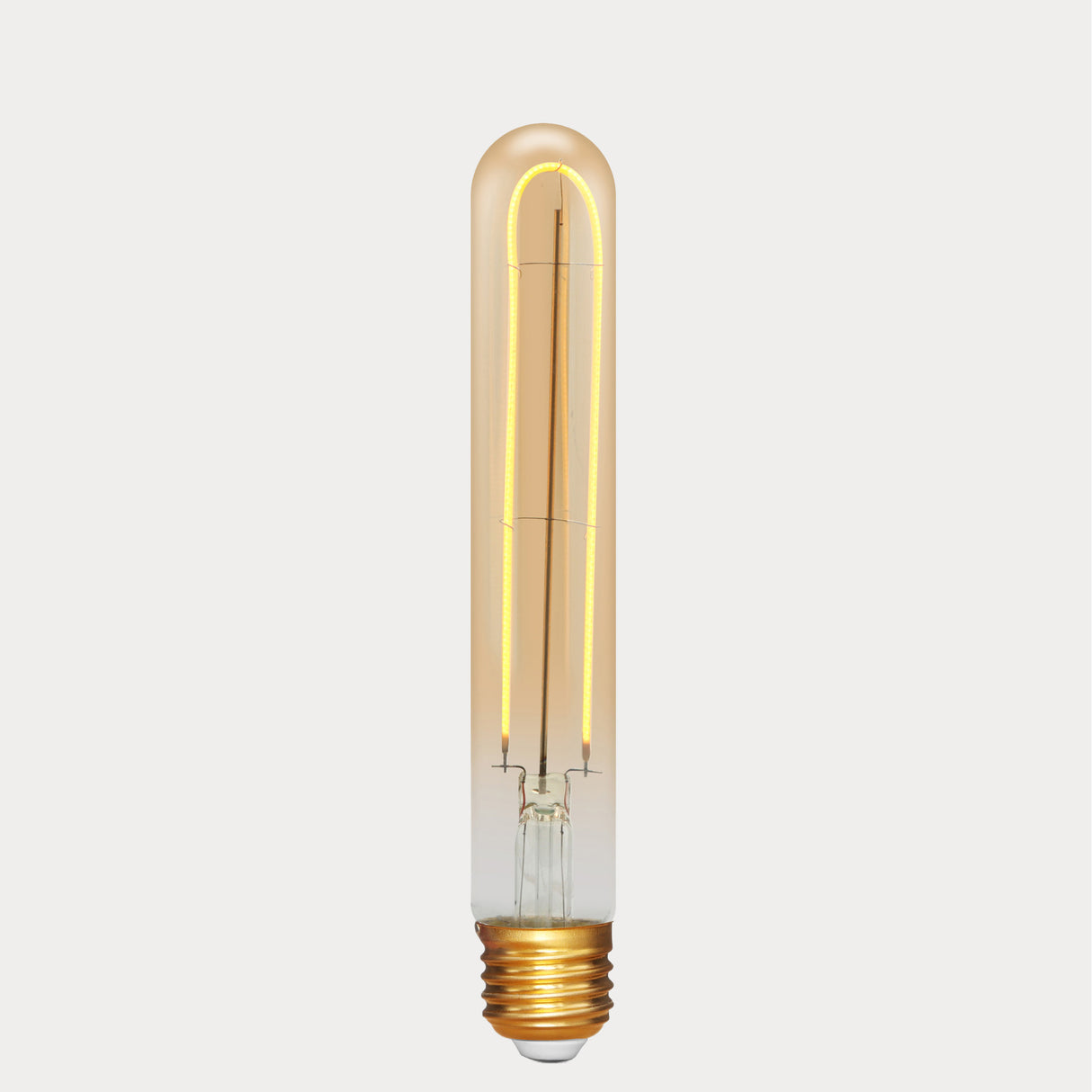 Dulora 4W Vintage Tubular Long LED Bulb E27 Amber in Ultra Warm White single filament glowing ultra warm white 2000K