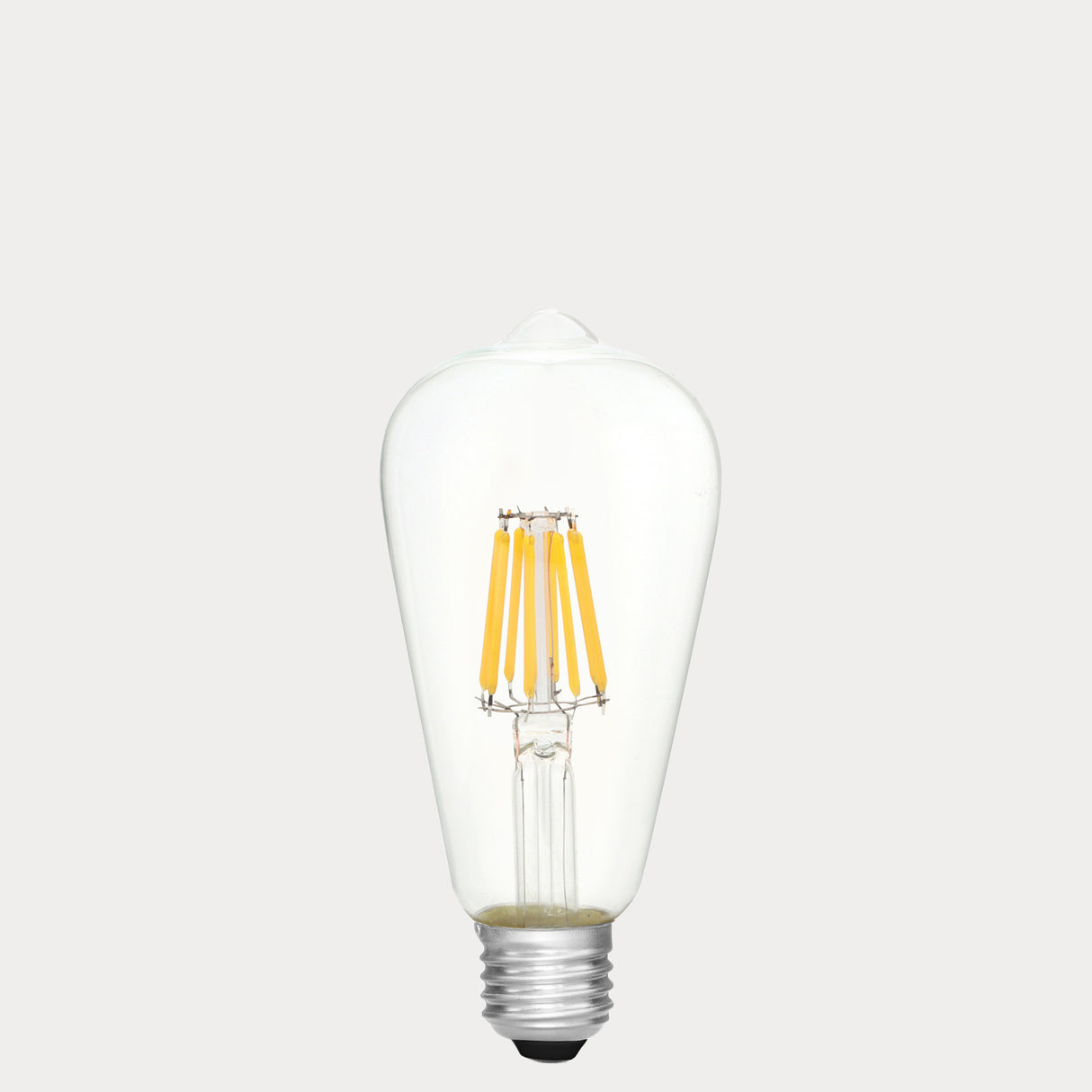 Dulora 8W E27 LED Edison-style bulb in clear glass with AC/DC compatibility, shown unlit.