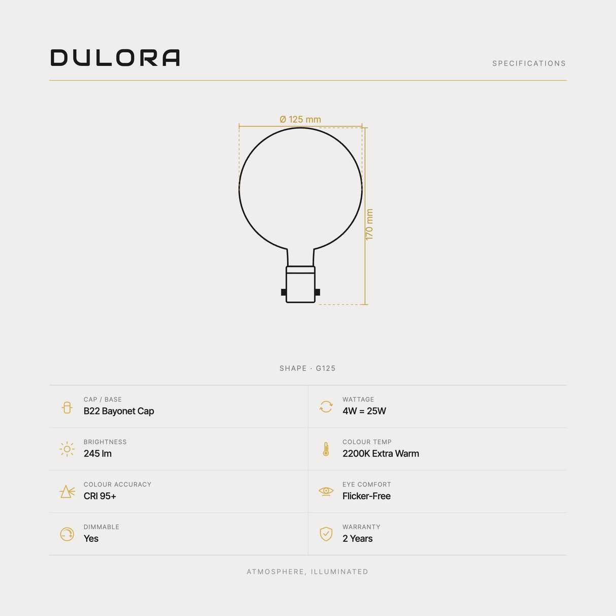 Dulora 4W G125 Clear Spiral B22 specifications