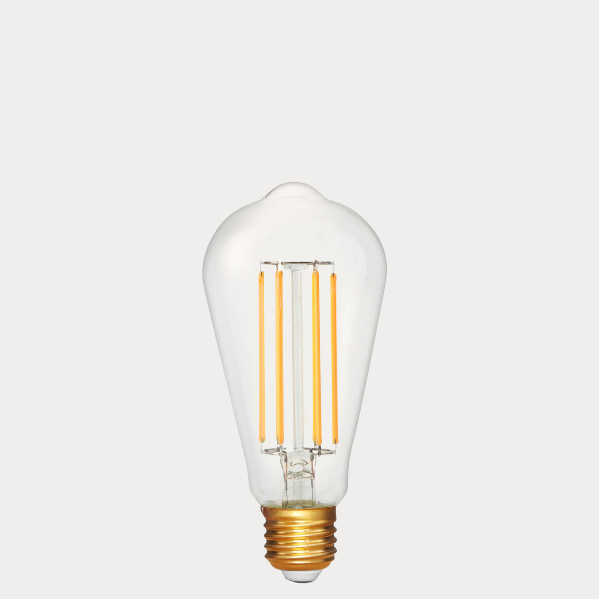 Dulora 4.2W Edison LED Bulb E27 in Extra Warm White with visible amber filaments in clear ST64 glass