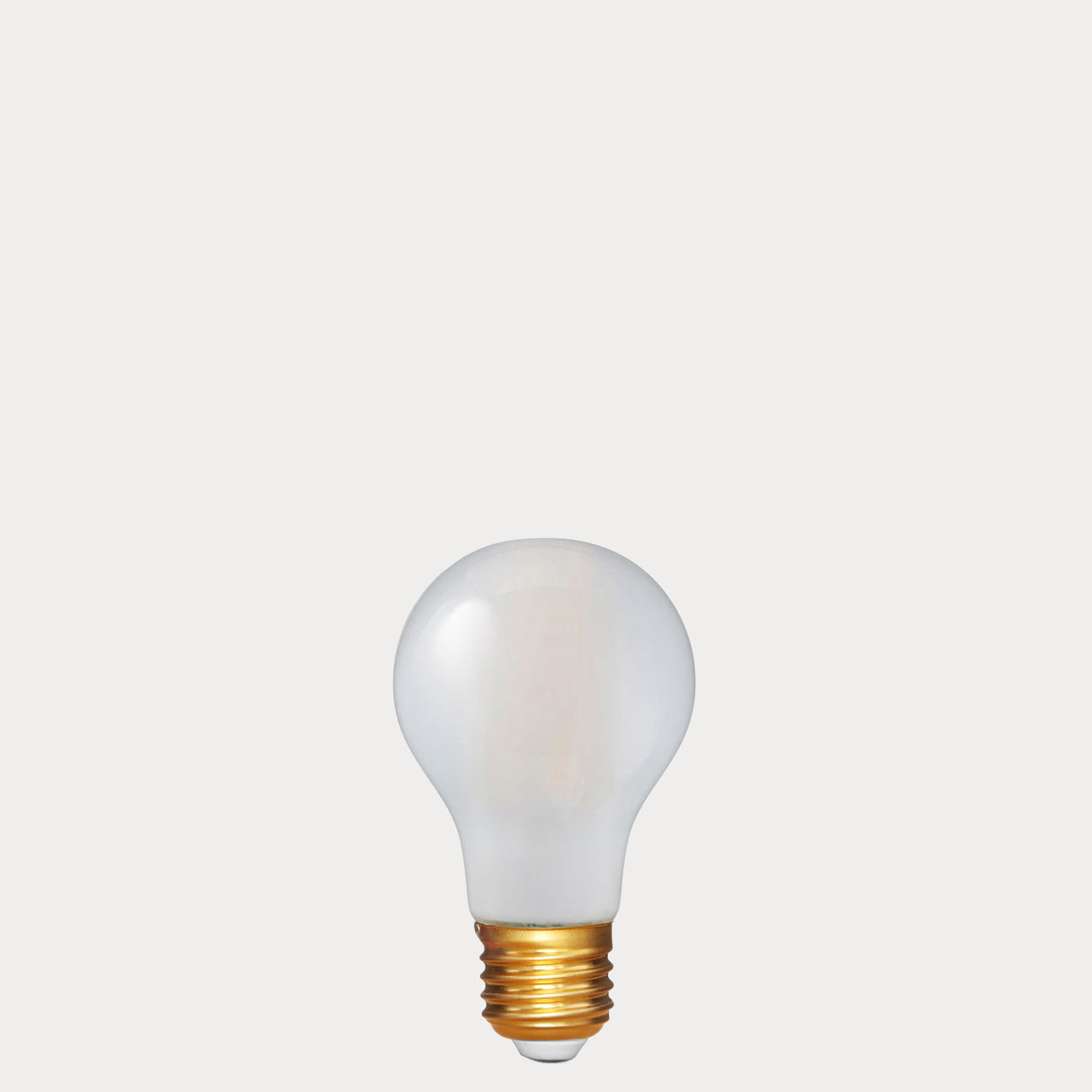 Dulora 6.5W E27 LED GLS bulb in frosted glass, shown unlit.