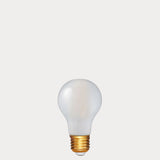 Dulora 6.5W E27 LED GLS bulb in frosted glass, shown unlit.