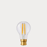 Dulora 6.5W GLS LED Bulb B22 Clear in Extra Warm White with filaments visible through clear A60 glass
