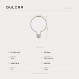 Dulora 11W G125 LED Globe E27 Clear Soft White specifications: E27 Edison Screw, 11W = 100W, 1521 lumens, 3000K Soft White, CRI 90+ R9 78, flicker-free, dimmable, 3 year warranty.