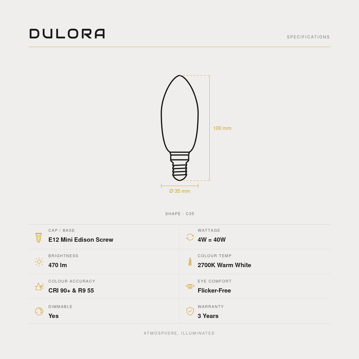 4W Candle LED Bulb E12 Frost in Warm White