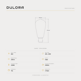 Dulora 4W ST64 Spiral Edison LED bulb B22 specifications: 240 lumens, 2200K clear, CRI 90+, dimmable, 2-year warranty