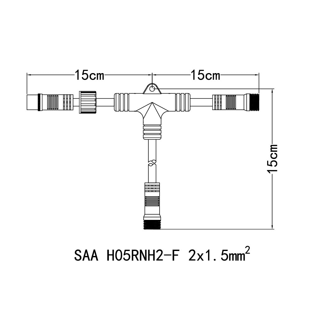 2 Way T Shaped Festoon String Splitter - LiquidLEDs™ - Festoon Accessories